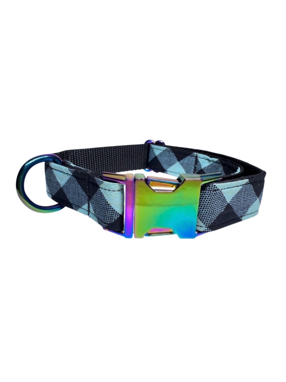 Dog Collar Blue Plaid Vintage Print Large Handmade Heavy Duty W/Buckle NEW